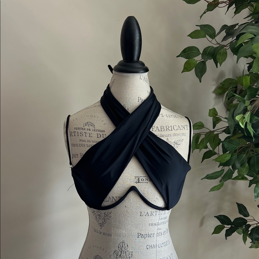 Brand New - Never Worn Black Halter Bikini Top